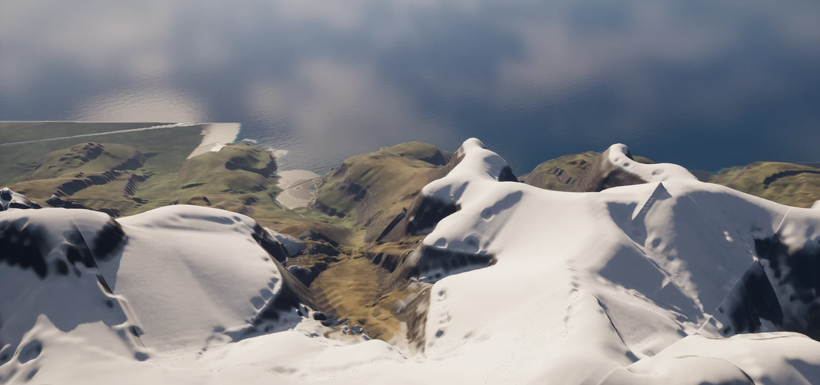 Winter ridges in broken cloud