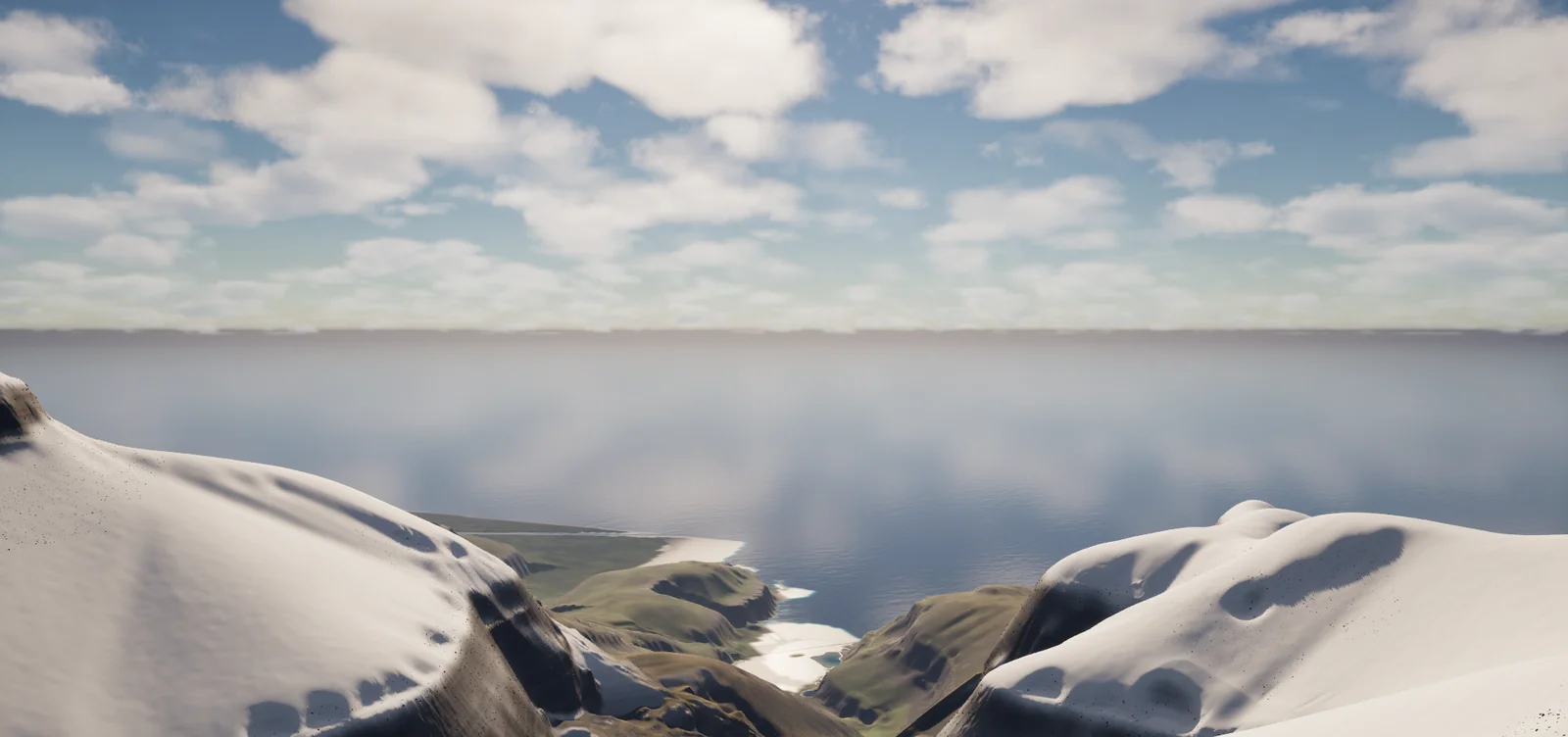 Looking out from snowy high ground