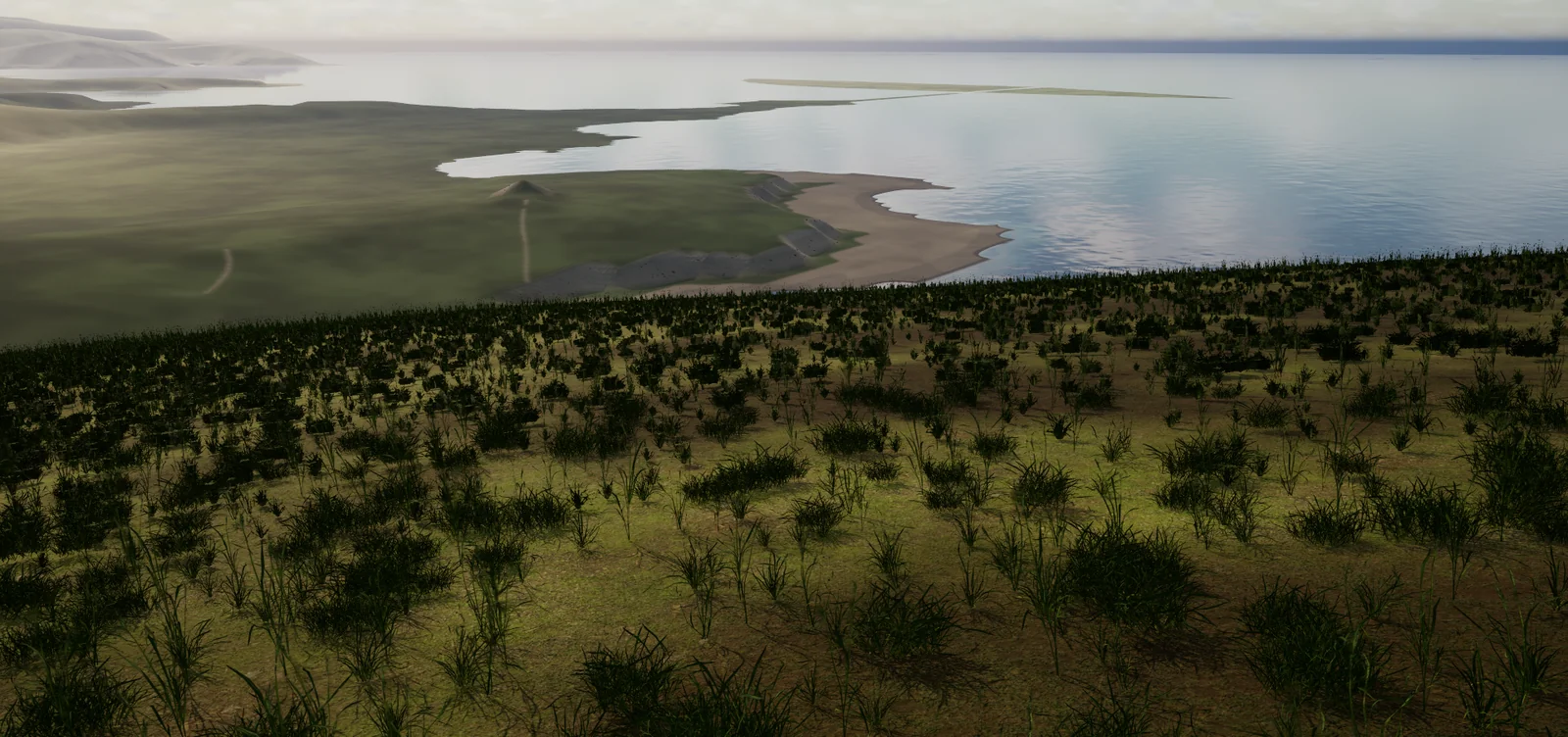 Water and headlands below the slope
