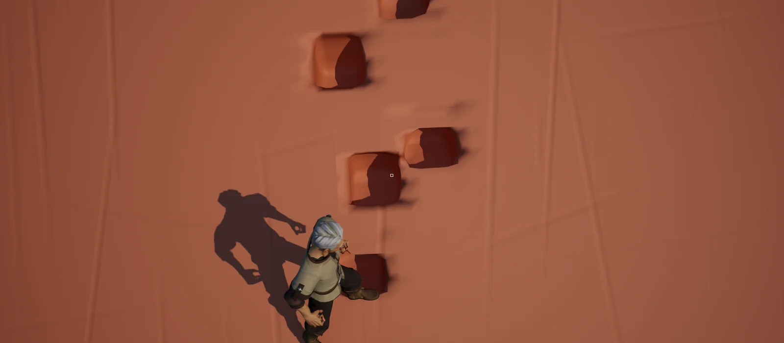 A traveller beside newly broken rock