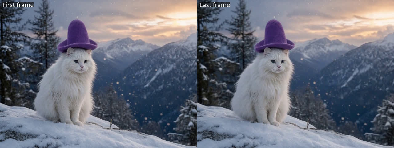 First and last generated frames side by side, almost identical